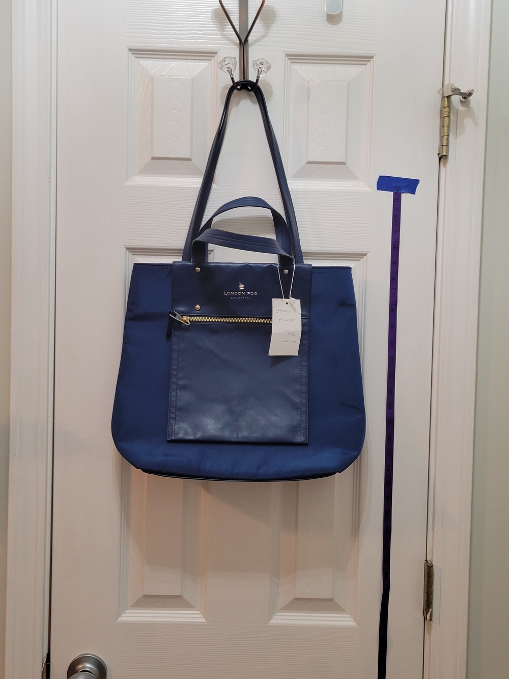 London Fog Navy Tote Bag with Front Zip Pocket